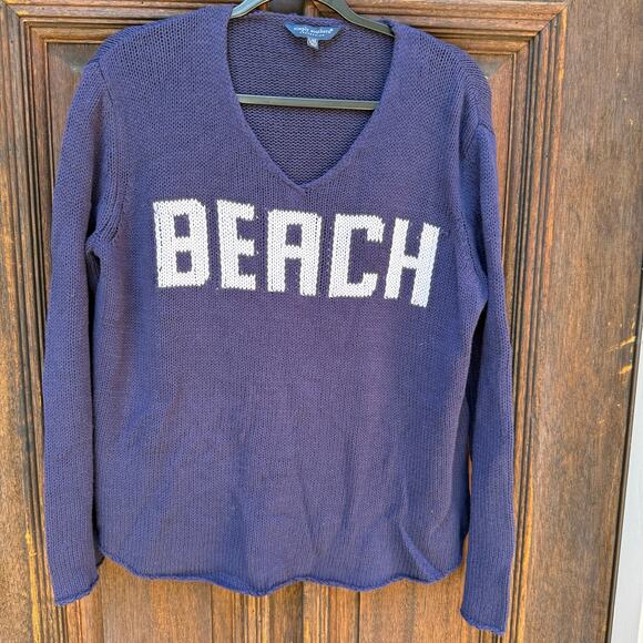 Simply Southern Navy Knit BEACH Sweater L/XL - Picture 2 of 5